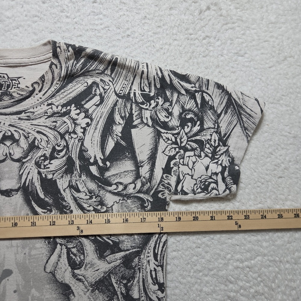 Y2K MMA Elite T Shirt Mens Small Gray Tee All Over Print AOP Skull Goth Punk - Picture 3 of 6